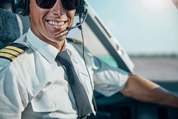 Commercial pilot in the cockpit